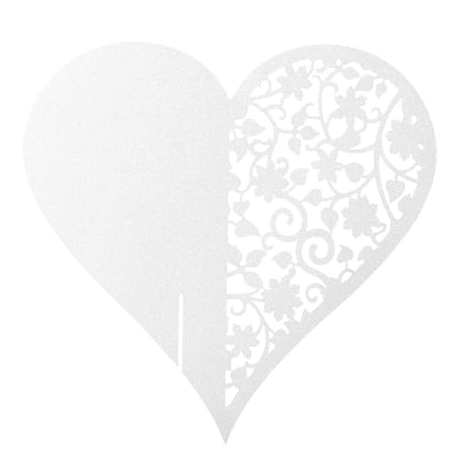HERCHR 50 Stück Namensschilder Hochzeit, Tischkarten Sitzplatzkarten Hochzeit, Namenschilder Hochzeit Weiß Herz Ans Glas Schimmer Perle-Weiss Platzkarten Tischkarten Namenskarten Tischdeko Karte von HERCHR