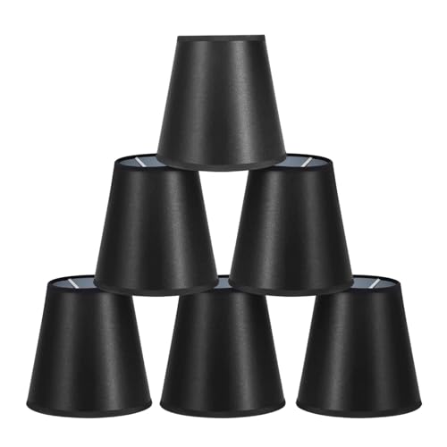 6PCS Lampenschirm Set Schwarz, E14 Flachs Kerze Kronleuchter Lampenschirm Wandleuchte Pendelleuchte Lampenschirme, Barrel Leinen Lampenschirm, Clip on Stoff Lampshades Für Kronleuchter Wandleuchte von HERCHR