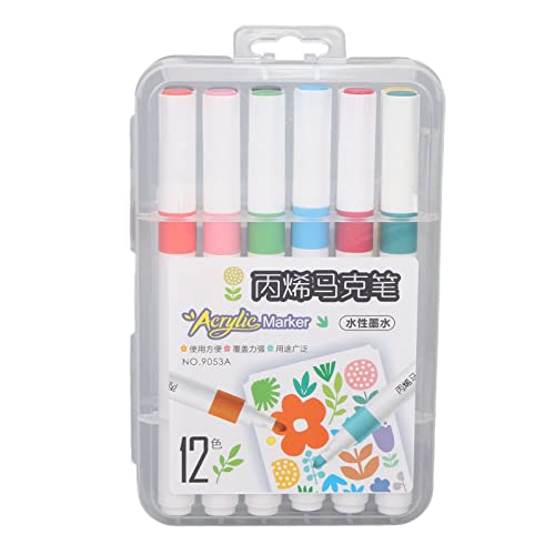 HERCHR Acrylfarbenmarker-Set, wasserfeste Stifte mit hoher Deckkraft, Tinte auf Wasserbasis, feine Spitze für Fels, Holz, Glas, DIY-Handwerk und (12) von HERCHR