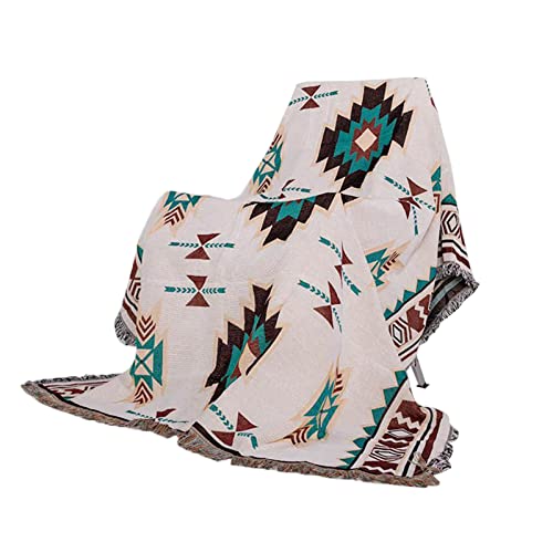 HERCHR Camping-Tischdecke, Tischdecke Im Ethno-Stil, wasserdichte Picknickdecke, Weiche Baumwolle, Retro-Muster, Outdoor-Decke, Tischdecke Für Reisen Im Freien, Camping, Reisen(90 * 90CM-White) von HERCHR
