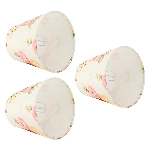 HERCHR Clip-on-Lampenschirme, 3 Stück, Kleine Clip-Lampenschirme Mit Blumenmuster, Clip-on-Kronleuchter-Lampenschirm, Moderne Fass-Lampenschirme Für Zuhause, Fotel von HERCHR