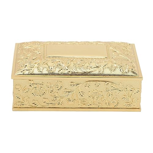HERCHR Dekorative Schmuckschatulle, Vintage-Schmuckschatulle, Rechteckige Schatztruhe, Vintage-Schmuck-Organizer, Andenkenbox Für Frauen Und Mädchen(Golden) von HERCHR