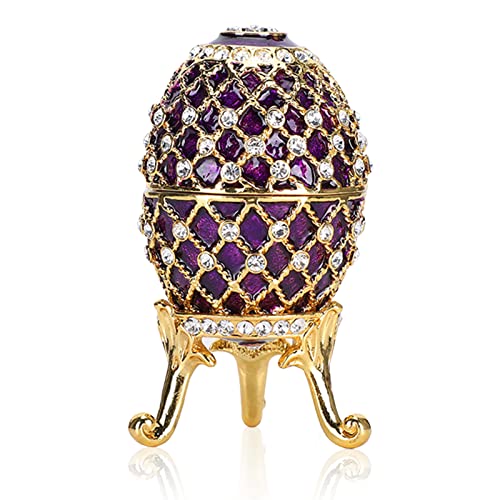 HERCHR Emaillierte Faberge-Ei-Schmuckschatulle, Einzigartige Handgemalte Emaillierte Schmuckschatulle mit Geschenkbox, Emaillierte Osterei Dekoration Handwerk Geschenk 2,2 x 3,8 Zoll von HERCHR