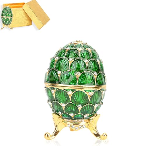 Emailliertes Dekorative Schmuckschatulle Mit Scharnier, Vintage Stil Ei Trinket Box, Emaillierte Osterei Schmuck Veranstalter, Schmuckkästen Osterei Dekoration von HERCHR