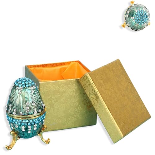 HERCHR Vintage Stil Ei Trinket Box Emailliertes Osterei Mit Ei Form Schmuck Veranstalter, Einzigartige Handgemalte Emaillierte Schmuckschatulle Für Ring Halskette von HERCHR