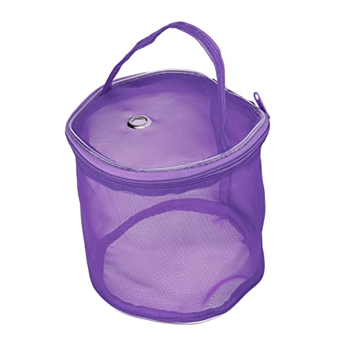 HERCHR Garn-Aufbewahrungskoffer, Leere Mesh-Garnbeutel, kleine runde, tragbare Strickgarnknäuel, Organizer-Korb, Mesh-Design, Nylon-Stricktasche(lila) von HERCHR