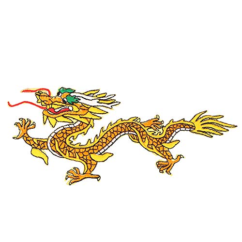 HERCHR Goldener Drachen-Aufnäher, 2er-Pack, Bestickte Applikationen Mit Chinesischem Drachen, Dekoratives Tiermuster, Zum Aufnähen Und Aufbügeln Für Kleidung, Jeans von HERCHR