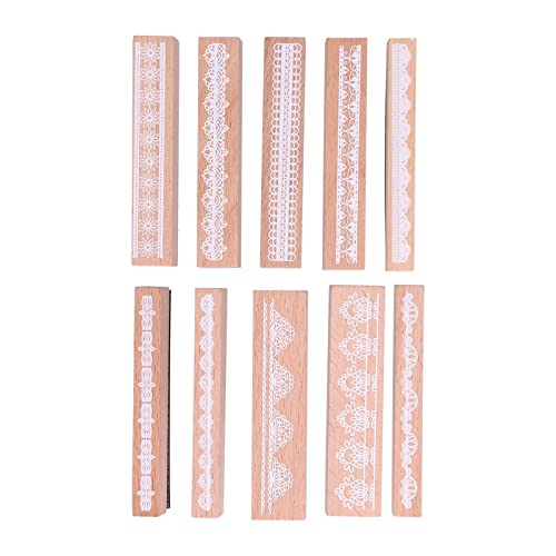 HERCHR Holz-Stempel-Set, 10 Stück, Rechteckig, Vintage-Rand-Stempel, Holz-Gummi-Blumen-Siegelstempel, Dekorative Holzstempel HERCHR Holz-Stempel-Set, 10 Stück, Rechteckig, Vintage-Rand-Stempel, Holz-Gummi-Blumen-Siegelstempel, Dekorative Holzstempel von HERCHR