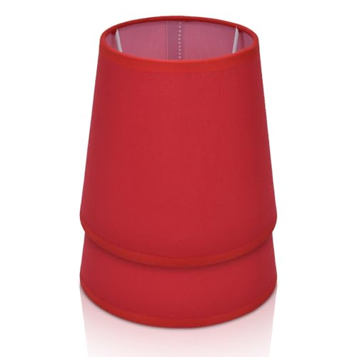 HERCHR Kleiner Lampenschirm, 2 Stück, Fass-Stoff-Lampenschirm, Hängelampenschirme, Moderner Kronleuchter, Mini-Lampenschirm Für Tischlampe Und Wandlampe(Rot) von HERCHR