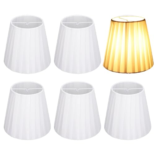Lampenschirme 6er/6er Set E14 Kerzenbirnen Für Kronleuchter Pendellampe Wandleuchte Hängelampe Lampenschirme Zum Aufstecken, Lampenschirme Aus Weißem Stoff Für Tischleuchter, Wandlampe von HERCHR