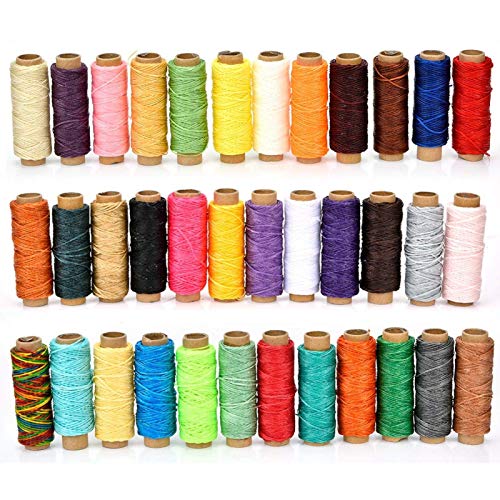 Leder Faden Set, 36 Farben Wachsfaden, Leder Nähen Faden, Bunte Nähgarn Leder Garn Für Lederhandwerk/buchbinderei/schuhreparatur Buchbinden DIY von HERCHR