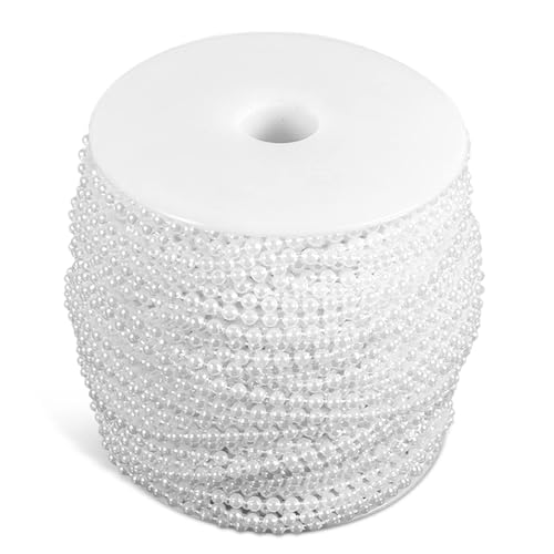 Perlengirlande Perlenband, Perlenkette Deko, Perlenhochzeit, 50m Perlenschnur Perlenketten Perlenhochzeit Deko Für Armband Vorhang Hochzeit Weihnachten Dekor 3mm von HERCHR