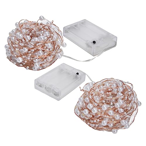 HERCHR Perlenperlen-Lichterkette, 2 Stück, 10 M, Batteriebetriebene Lichterkette, Perlen-Lichterkette, Warmweiße Kupferdraht-Lichter Für Drinnen Und Draußen von HERCHR