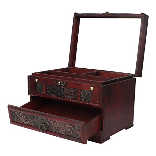 HERCHR Schmuckschatulle Aus Holz Für Damen, Schmuckkästchen Schmuckaufbewahrung Groß Holz Schmuckschatulle, Für Schmuck, Halsketten, Ringe, Aufbewahrungsbox Mit Spiegel von HERCHR