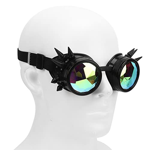 HERCHR Steampunk-Brille, Retro-Kaleidoskop, Rave-Brille, Brille, Steampunk-Brille, Party-Zubehör Mit Gummiband(Schwarz) von HERCHR