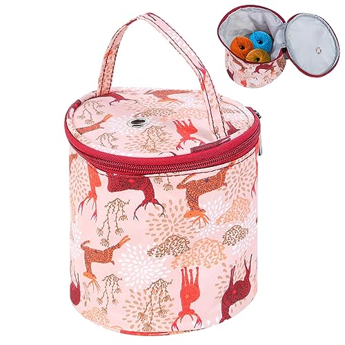 HERCHR Tragbare Garn Aufbewahrungstasche, Garn Organizer Tote Bag Runde Garnhalter Häkelhaken Tasche für Garne, Klein Aufbewahrungstasche für Wolle, Mini Garntasche von HERCHR