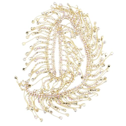 Kristall Strass Fransen Trim Kette Schneidbare Strass Quaste Kette Fransen Braut Applique Trim Kristall Kleidung Tasche Dekoration Für Stoff Tasche Schuhe Stoff(Gold) von HERCHR