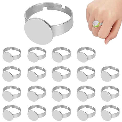 20pcs Edelstahl Einstellbare Fingerringbasen Fassungen 12mm Ringrohling Basen Edelstahl Cabochon Ring Lünette Rohlinge Für Cabochon Runde Fingerringschalen Für DIY Ring Making 20pcs Edelstahl Einstellbare Fingerringbasen Fassungen 12mm Ringrohling Basen Edelstahl Cabochon Ring Lünette Rohlinge Für Cabochon Runde Fingerringschalen Für DIY Ring Making von HERCHR