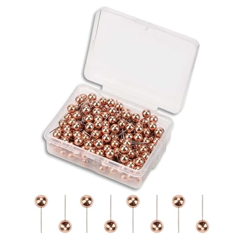 Runde Ballstifte, 200pcs 0,7 -Zoll Edelstahl Plastik Pushpin Thumbtack Pins dekoratives DIY -Stoff -Fixierwerkzeug mit Aufbewahrungsschachtel für Schmuck DIY Bastelmittelzubehör (Roségold) von HERCHR