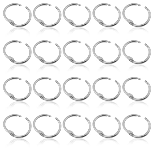 Scharnier Ring, 3Size 20pcs Metal Hinged Rings Buch Binder Split Key Rings Album Scrapbook Lose Leaf Clip für Karteikarten Flashkarten Papier (38 mm) von HERCHR