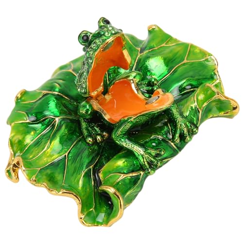Schmuckschatulle, Handbemalte Frosch-Schmuckschatulle, Aufklappbare Emaillierte Schmuckschatulle, Lotusblatt-Frosch-Schmuckschatulle, Handbemalter, Innovativer Metall-Schmuck-Organizer Mit Strassstein Schmuckschatulle, Handbemalte Frosch-Schmuckschatulle, Aufklappbare Emaillierte Schmuckschatulle, Lotusblatt-Frosch-Schmuckschatulle, Handbemalter, Innovativer Metall-Schmuck-Organizer Mit Strassstein von HERCHR