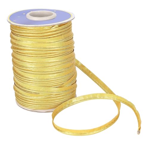 Schrägband Gold Einfassband, Baumwollband, Rand Nähen Band Bias Einfügen Piping Cord Seil Für DIY Patchwork Kleidungsstück Nähen Herstellung Und Trimmen Heimtextilien, 10mm X 64m von HERCHR