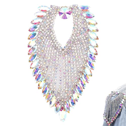 Schulter Epauletten Quaste Kette Pferdeauge Strasssteine, Pferd Auge Applique Kette Dekorative, Strass Ketten Bling Diamond Trim Ribbon Für Kleidung Kleid Geldbörse Handtasche von HERCHR