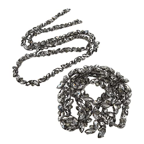 Strasskette, Strass-Fransenbesatz, Glasklauenkette für DIY-Schmuckherstellung, Basteln, Nähen, Schuhanhänger, Hochzeitsdekoration(Grau) von HERCHR