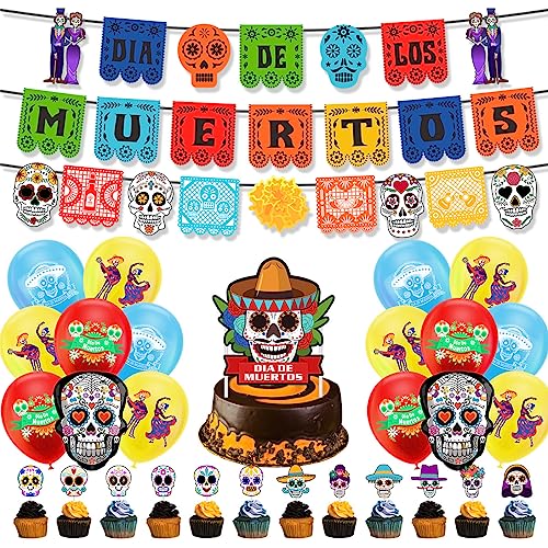 Day of The Dead Decorations Dia DE Los Muertos Banner Balloons Skull Garland Cake Toppers for Dia De Los Muertos Day of the Dead Halloween Party Decoration Day of The Dead Decorations Dia DE Los Muertos Banner Balloons Skull Garland Cake Toppers for Dia De Los Muertos Day of the Dead Halloween Party Decoration von HEREER