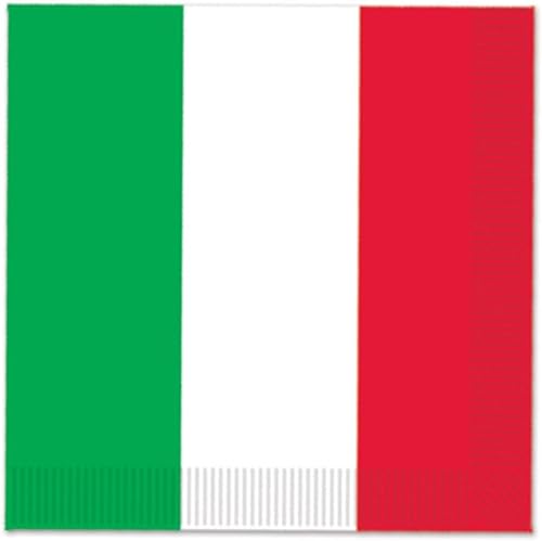 Italienische Party-Dekorationen, 100 Stück, Italien-Flagge, grün-weiß und rot, Servietten für italienisches Partyzubehör von HEREER