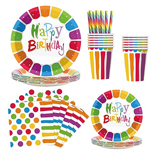Regenbogen-Geburtstagsparty-Geschirr, Dekorationen, Regenbogenpapier, Partyteller, Tassen, Servietten für Kindergeburtstag, Babyparty-Mottoparty-Dekorationen von HEREER