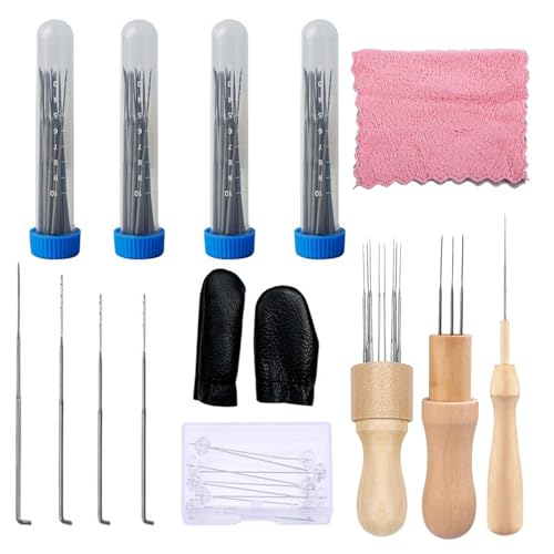 HERKINDNESS Prikelnadeln Set, 99 Stück Set Nadelfilz Set, Enthält 4 Verschiedene Nadeldicken Nadelfilzen, Holzgriff Filznadeln Set, für DIY Wollfilzen Anfänger und Profis HERKINDNESS Prikelnadeln Set, 99 Stück Set Nadelfilz Set, Enthält 4 Verschiedene Nadeldicken Nadelfilzen, Holzgriff Filznadeln Set, für DIY Wollfilzen Anfänger und Profis von HERKINDNESS