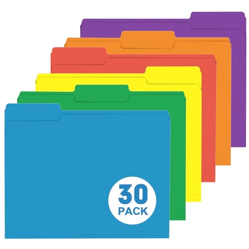 HERKKA 30 Stück Aktenordner mit 1/3 Zuschnitt-Tabs, 1/3 Schnitt-Oberseite, Briefgröße, sortiert, entworfen für Büro und Klassenzimmer (A) von HERKKA