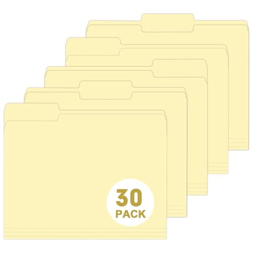 HERKKA 30 Stück Aktenordner mit 1/3 Zuschnitt-Tabs, 1/3 Zuschnitt oben, Briefgröße, sortiert, entworfen für Büro und Klassenzimmer (Manila) von HERKKA