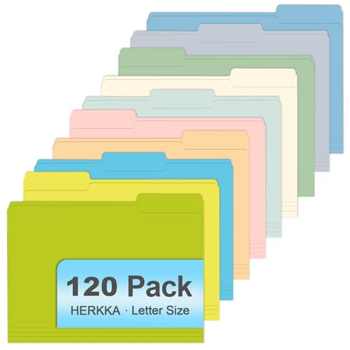 HERKKA Aktenordner, 120 Stück, 1/3 Schnittregister, Briefgröße, sortiert, 10 Farben, farbige Aktenordner, ideal zum Organisieren und Abheften HERKKA Aktenordner, 120 Stück, 1/3 Schnittregister, Briefgröße, sortiert, 10 Farben, farbige Aktenordner, ideal zum Organisieren und Abheften von HERKKA