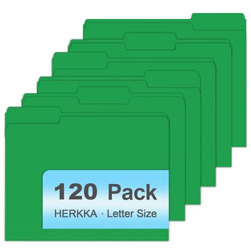 HERKKA Aktenordner, 120 Stück, 1/3 geschnittene Registerkarten, ideal zum Organisieren und Abheften, Briefgröße, Grün von HERKKA