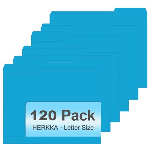 HERKKA Aktenordner, 120 Stück, 1/3 geschnittene Registerkarten, ideal zum Organisieren und Abheften, Briefgröße, Hellblau von HERKKA