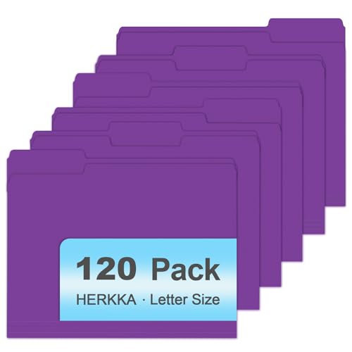 HERKKA Aktenordner, 120 Stück, 1/3 geschnittene Registerkarten, ideal zum Organisieren und Abheften, Briefgröße, Violett von HERKKA