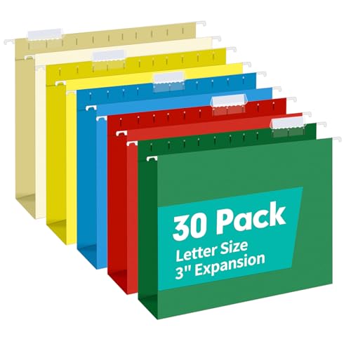 HERKKA Hängemappen mit extra Kapazität, verstärkte Hängemappen in Briefgröße, mit robuster 7,6 cm Erweiterung, entworfen für sperrige Akten, medizinische Diagramme, verstellbare Reiter, verschiedene von HERKKA