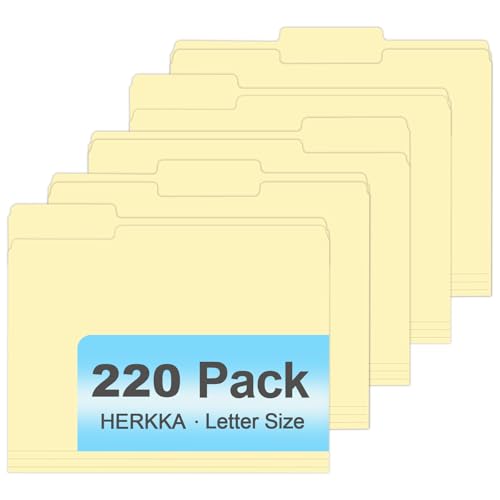 HERKKA Manila-Ordner, 220 Stück, 1/3 geschnittene Registerkarten, Manila-Ordner, 21,6 x 27,9 cm, für Büro und Klassenzimmer, Briefgröße HERKKA Manila-Ordner, 220 Stück, 1/3 geschnittene Registerkarten, Manila-Ordner, 21,6 x 27,9 cm, für Büro und Klassenzimmer, Briefgröße von HERKKA