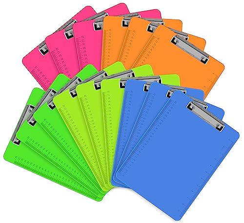 Klemmbretter, HERKKA Kunststoff-Klemmbretter, verschiedene Farben, flache Klemmbretter, Standard-A4-Briefgröße, Bürobedarf, Klassenzimmerbedarf, 15 Stück von HERKKA