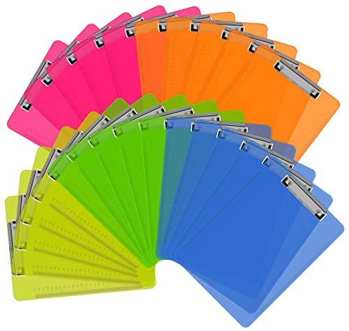 Klemmbretter von Herkka, 25 Stück, Kunststoff-Klemmbretter mit niedrigem Profil, Standard-A4-Buchstabengröße, verschiedene transparente Farben, für Klassenzimmer und Büro Klemmbretter von Herkka, 25 Stück, Kunststoff-Klemmbretter mit niedrigem Profil, Standard-A4-Buchstabengröße, verschiedene transparente Farben, für Klassenzimmer und Büro von HERKKA