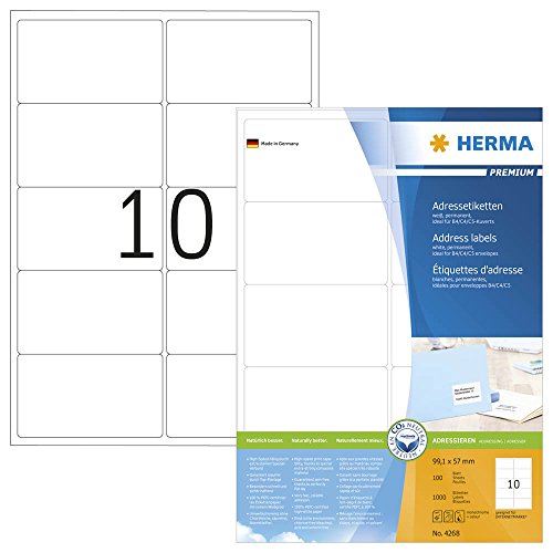 1.000 HERMA 4268 Etiketten / weiß / 99,1 x 57,0 mm von HERMA