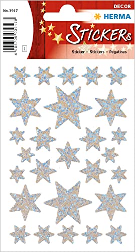 HERMA 3917 Aufkleber Sterne Glitzer Silber, 27 Stück, Stern Sticker aus Hologramm Folie, Weihnachtssticker Sternaufkleber für Weihnachten Geschenke Adventskalender Dekoration Kinder Belohnung Basteln HERMA 3917 Aufkleber Sterne Glitzer Silber, 27 Stück, Stern Sticker aus Hologramm Folie, Weihnachtssticker Sternaufkleber für Weihnachten Geschenke Adventskalender Dekoration Kinder Belohnung Basteln von HERMA