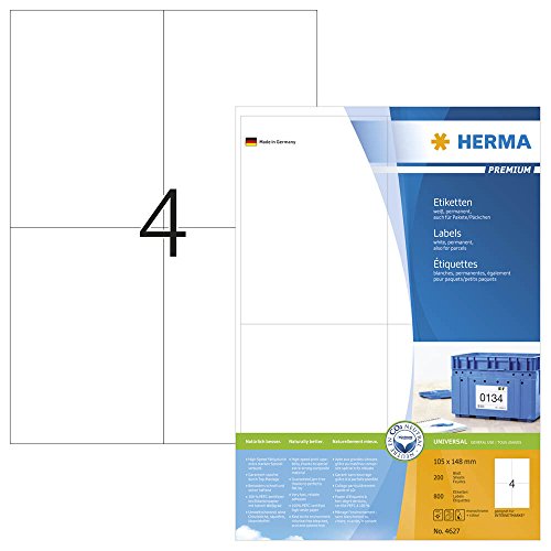 800 HERMA 4627 Etiketten / weiß / 105,0 x 148,0 mm von HERMA