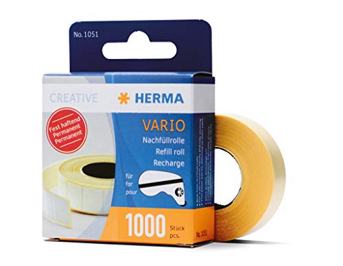 HERMA 1051 Kleberoller Nachfüllkassette doppelseitig permanent, 12 x 13 mm, selbstklebende Klebetapes Nachfüllrolle für Klebebandroller, Refill für Fotos, Basteln, Schule & Büro von HERMA