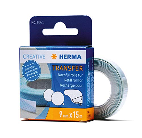 HERMA 1061 Nachfüllrolle für Kleberoller, ablösbar (15 m x 9 mm) selbstklebende Nachfüllkassette mit doppelseitigen Klebepunkten für Fotos, Basteln, Schule und Büro von HERMA
