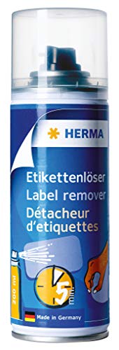 HERMA 1266 Klebstoffentferner Etikettenentferner Spray 200 ml, Kleberlöser Etikettenlöser entfernt Klebereste, Klebstoff, Aufkleber, Sticker & Etiketten von HERMA