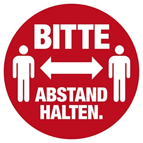 HERMA 12924 Hinweis Aufkleber Bitte Abstand Halten rund, 20 Aufkleber, Ø 10 mm, 4 pro A4 Bogen, selbstklebend, bedruckbar, wetterfest, ablösbar, Hinweisschilder aus Folie, rot von HERMA