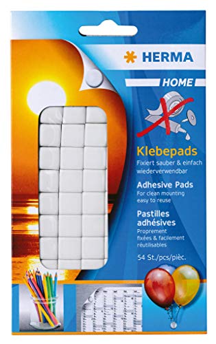 HERMA 1350 Klebepads weiß, 54 Stück, ablösbare & wieder verwendbare Klebestips für Poster, Bilder, Fotos & Karten HERMA 1350 Klebepads weiß, 54 Stück, ablösbare & wieder verwendbare Klebestips für Poster, Bilder, Fotos & Karten von HERMA